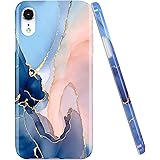 JAHOLANCompatible iPhone XR Case Gold Glitter Sparkle Purple Marble Design Clear Bumper Glossy TPU Soft Rubber Silicone Cover Phone Case for iPhone XR 2018 6.1 inch