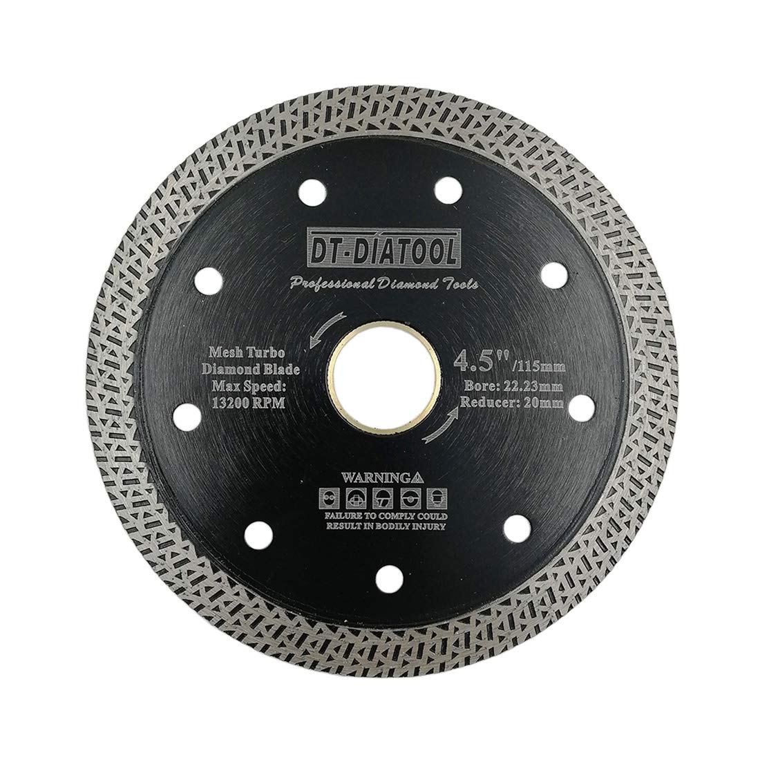 DT-DIATOOL Diamond Disc 4.5 Inch / 115mm Cutting Disc with Mesh Turbo for Porcelain Tile Marble Ceramic Granite