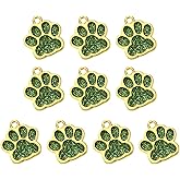 PATIKIL Animal Dog Cat Paw Print Pendants, 10 Pcs Crystal Footprint Dog Cat Paw Prints Pendants for DIY Necklace Bracelet Enamel Jewelry Making, Light Green