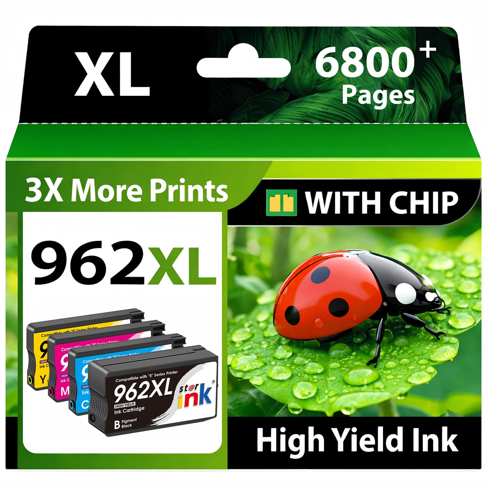 Photo 1 of 962 962XL Ink Cartridges Combo Pack Latest Chip, Replacement for HP 962XL hp962xl 962 Ink cartridges Work for hp officejet pro 9010 9015 9018 9020 9025 Printer, Replacement for HP 962 Ink,4 Pack