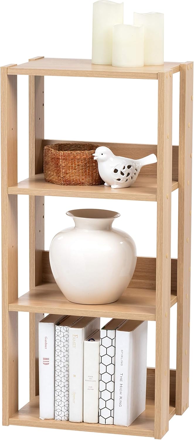 IRIS USA OWR-200N 3-Shelf Slim Open Wood Shelving Unit, Natural: Furniture & Decor