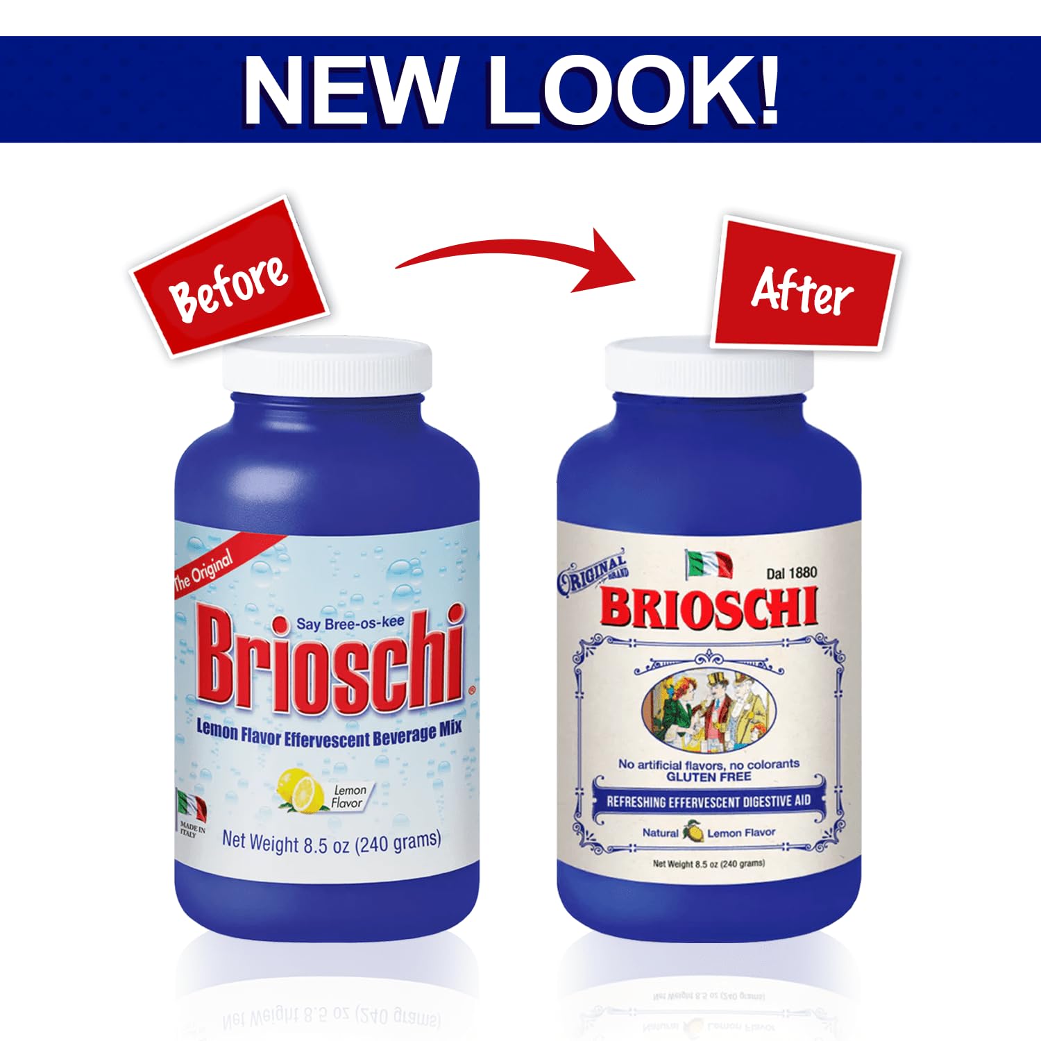 Brioschi Italian Lemon Flavored Effervescent Heartburn, Upset Stomach, Acid Indigestion, 8.5 oz bottle