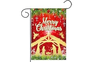 Allenjoy Birth of Jesus Christmas Garden Flag for Outside Mailbox Vertical Merry Xmas Winter Nativity Scene Holy Night Yard Sign Indoor Outdoor Lawn Decor 12x18" Double Sided Washable Polyester