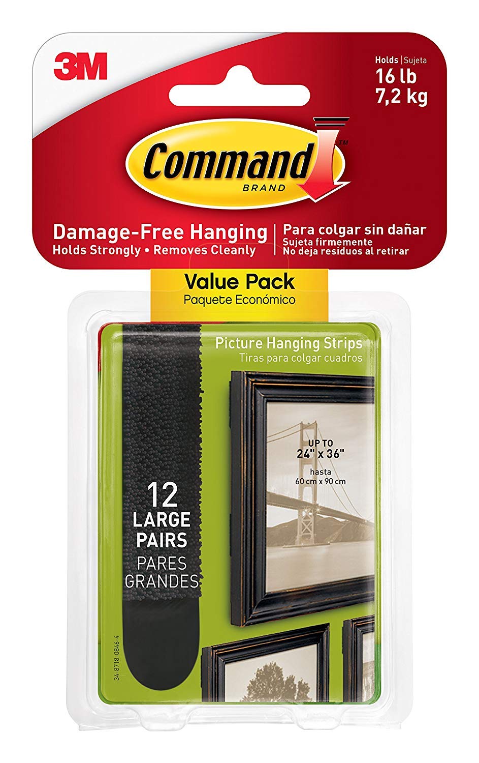 Command Picture LZKP & Frame Hanging Strips Value Pack MPQ7V, 48-Pairs Large, White