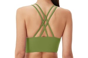 Attifall B/C Cups Low Impact Strappy Sports Bras for Women Longline Criss Cross Back Yoga Running Workout Bra Crop Tops