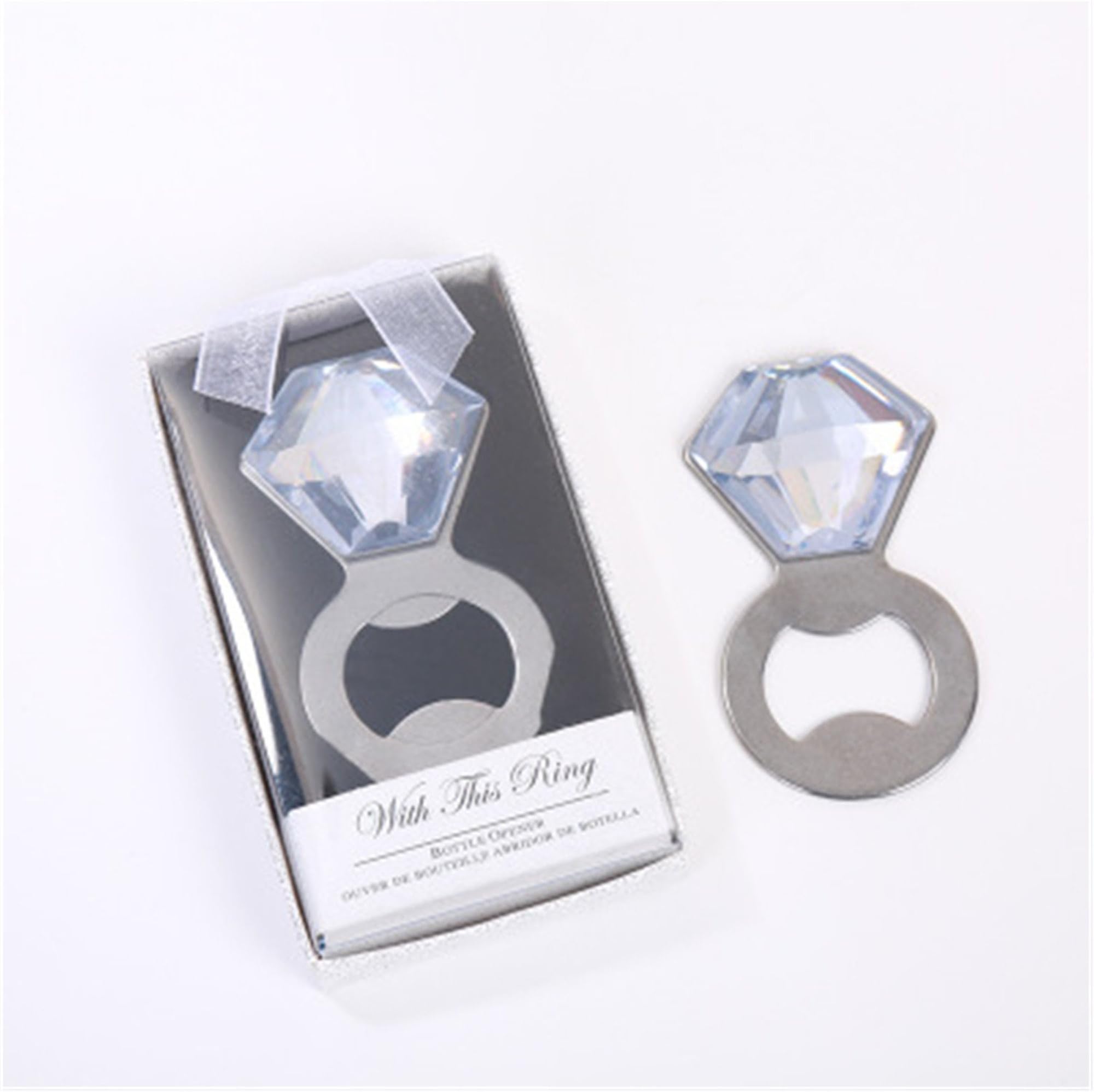 Skeleton Shine Sparkle Diamond Ring Bottle Opener with Exquisite Packaging, 12 Pcs Bottle Opener Beer Accessories Metal Stainless Steel Bottle Opener, Best Groomsman Gift (style 4)
