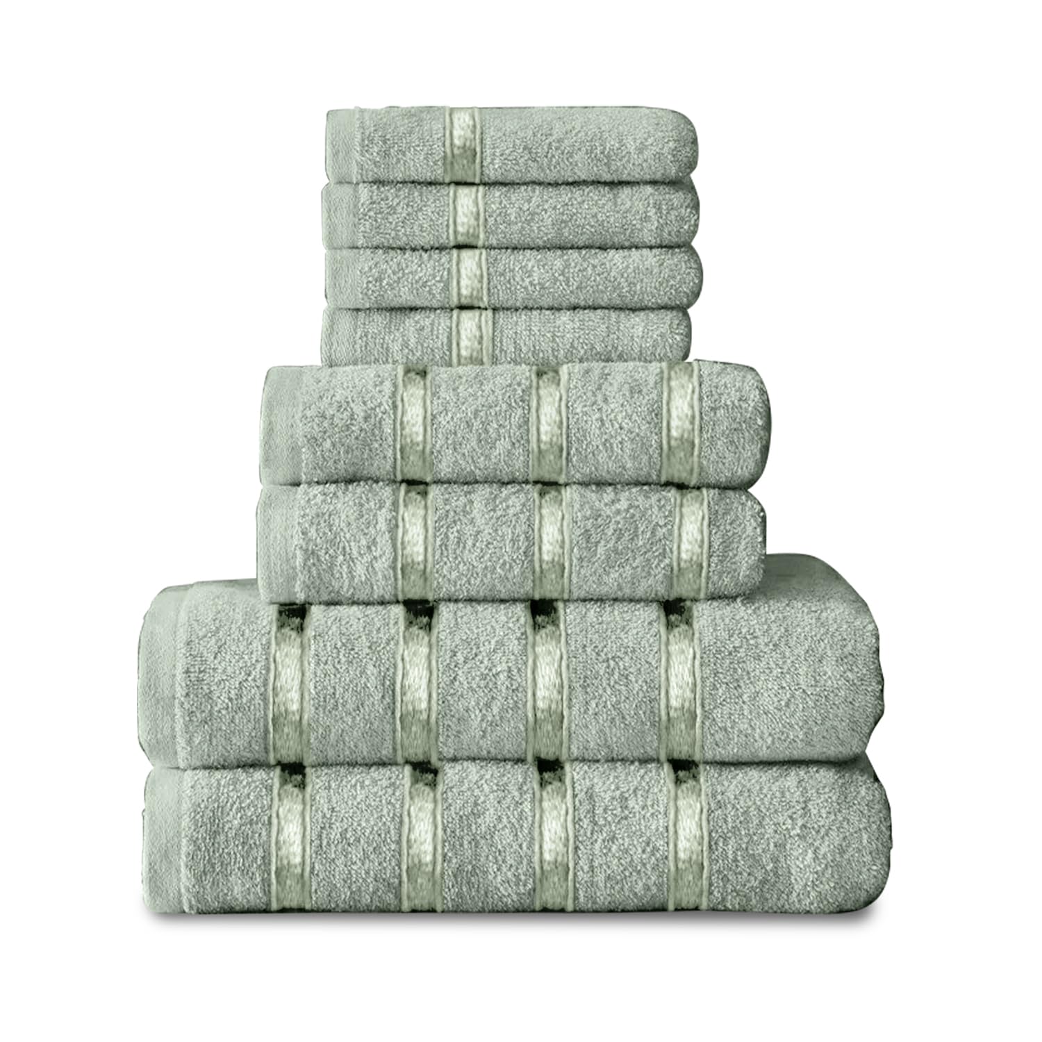 GC GAVENO CAVAILIA 8 Piece Towel Bale Set, Quick Dry Highly Absorbent Cotton Towel Sets Bathroom, Duck Egg Towels Sets 450 GSM, 4x Face Towel 2x Hand Towels 2x Bath Towels