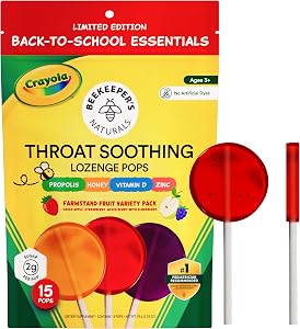 Beekeeper's Naturals Throat Soothing Lollipops w/ Honey, Variety Pk, 15 ct | Doctor Formulated Immune Support, Vitamin D & Ho
