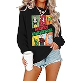 FAYALEQ Crewneck Sweatshirts Women: Gingerbread Graphic Shirts Funny Xmas Women Sweater Long Sleeve Pullovers