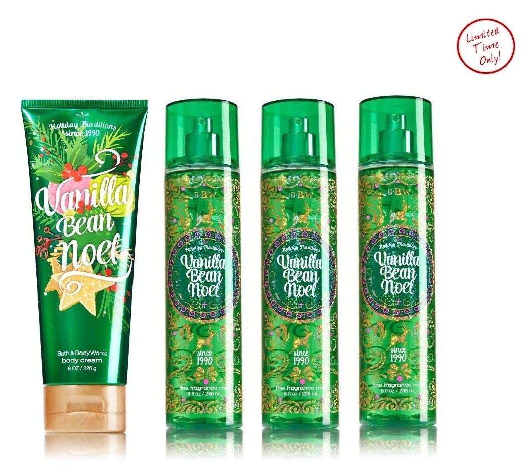 Bath & Body Works Vanilla Bean Noel Body Cream 8 oz Pack of