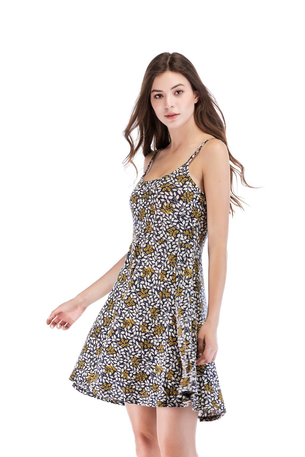 Women Strappy Mini Dress, Lady Spaghetti String Sleeveless Flowy