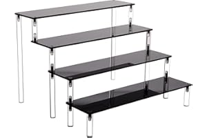 ihomecooker Acrylic Stands for Display,4 Tier Black Cupcakes Perfumes Figurines Display Stand Risers Shelf for Decoration and Organizer