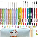 Mdoker 18 Sizes Ergonomic Crochet Hook Set with Case,0.8mm-6mm Crochet Hooks for Arthritic Hands,Crochet Needles for Beginners,Mothers Day Gift,Crochet Lovers