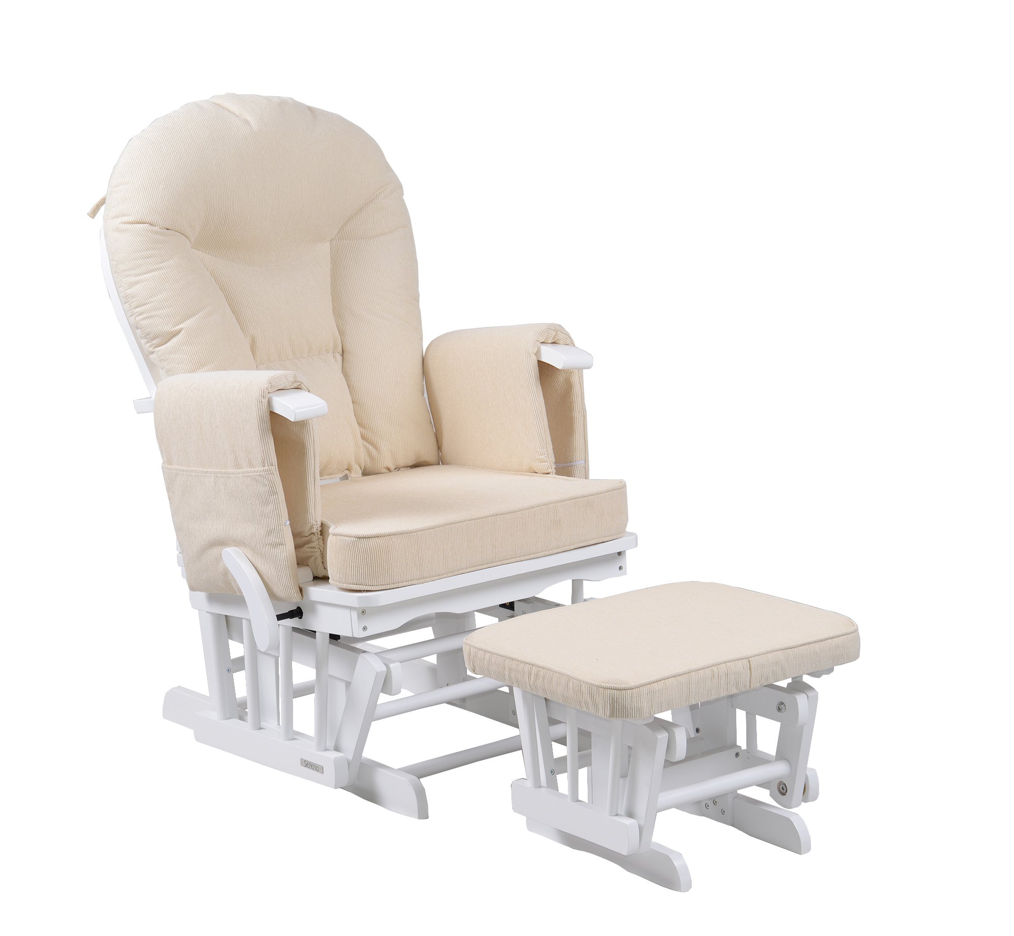 Kidzmotion Sereno Nursing Glider maternity rocking chair with glide lock and footstool โฆ (White)