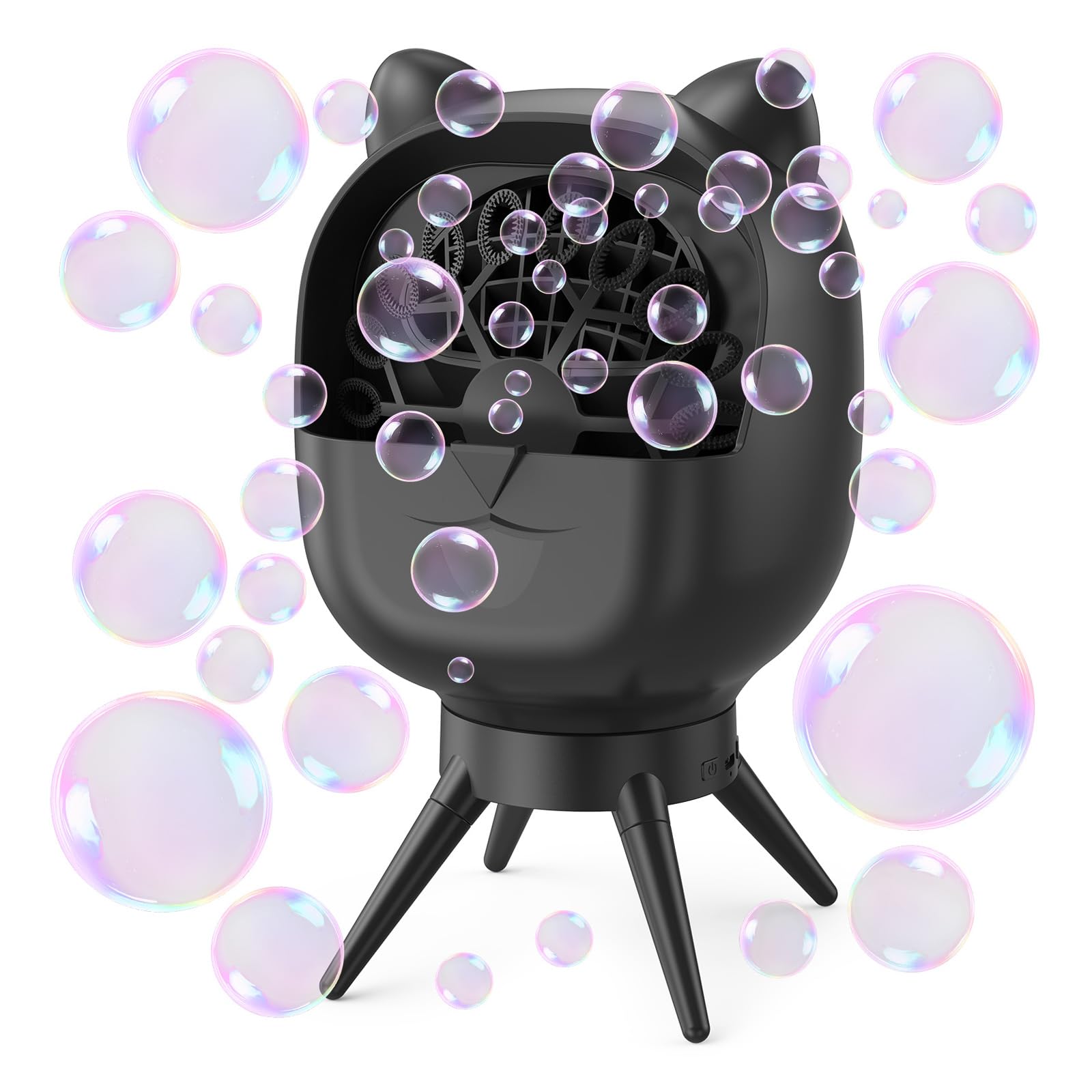 Rechargeable Bubble Machine for Kids, Automatic Rotating, 38000+ Bubbles/min, 2 Speed Modes, Battery Operated, Electric Bubble Blower Maker for Outdoor Indoor Party Wedding Birthday, Black