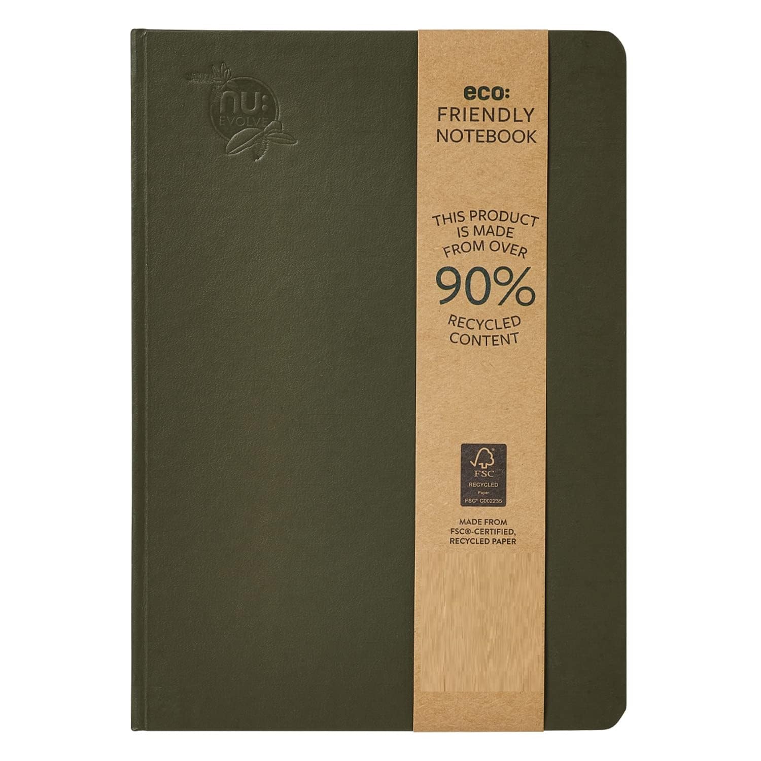 NU: Notebooks - Evolve Premium Range - Green B5 Notebook - Recycled Notebooks - Eco Stationery - 140 Pages