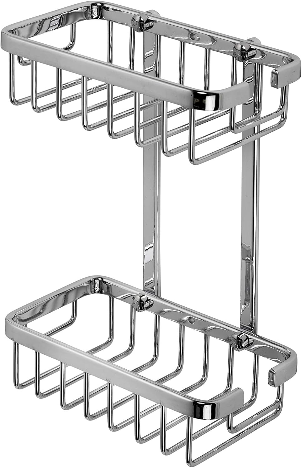 Croydex Slimline Aluminium Two Tier Basket Shower Caddy, Lifetime Rust