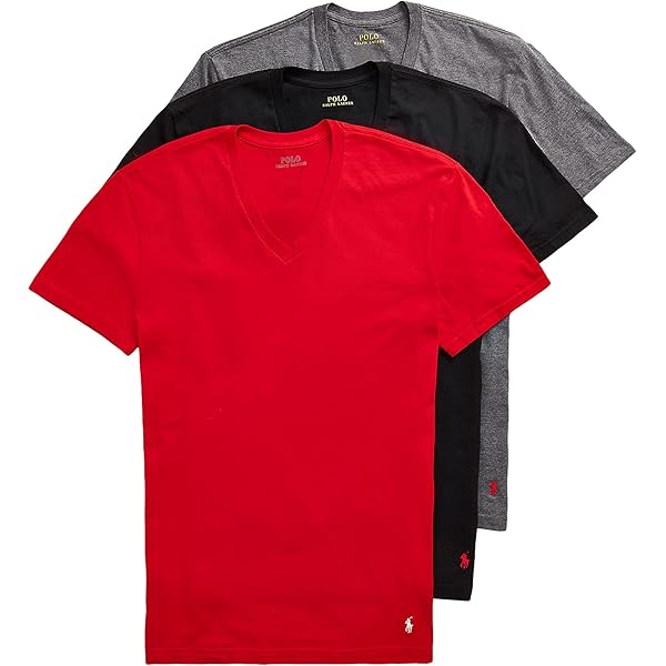 POLO RALPH LAUREN Mens Classic Fit w/Wicking 3-Pack V-Necks RL2000  Red/Fortress Grey Heather/Polo Black LG One Size at Amazon Men's Clothing  store