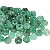 TUMBEELLUWA Natural Gemstone Beads for Jewelry Making, Rondelle Large Hole Loose Beads Pack of 15,Green Aventurine(8x14 mm)