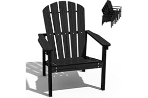 nevilywood Compact Stackable Adirondack Chairs, 26.3" Wide HDPE Outdoor Patio Chairs - Durable, Space-Saving Design for Porch, Lawn or Garden, Black