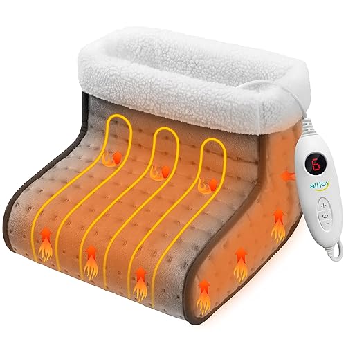 ALLJOY Electric Foot Warmer for Men and Women, Heated Feet Warmer for Cold Feet 6 Heat Levels & 90Mins Auto Off, Christmas Gifts Fast Heating Pad Foot Warmer with Removable Lining Machine Washable