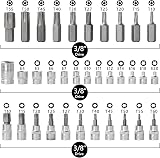 Uten 34pc Torx Bit E Socket Set 3/8 1/4 Drive T10-T60 E4-E20 Hand Tool view 2