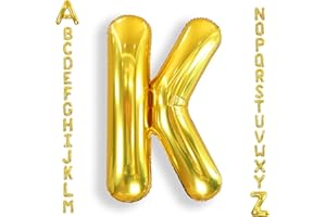 AULE 40 Inch Big Letter Balloon Gold K Large Foil Helium Alphabet Balloons A-Z for Birthday Anniversary Graduation New Year Party Decoration Supplies