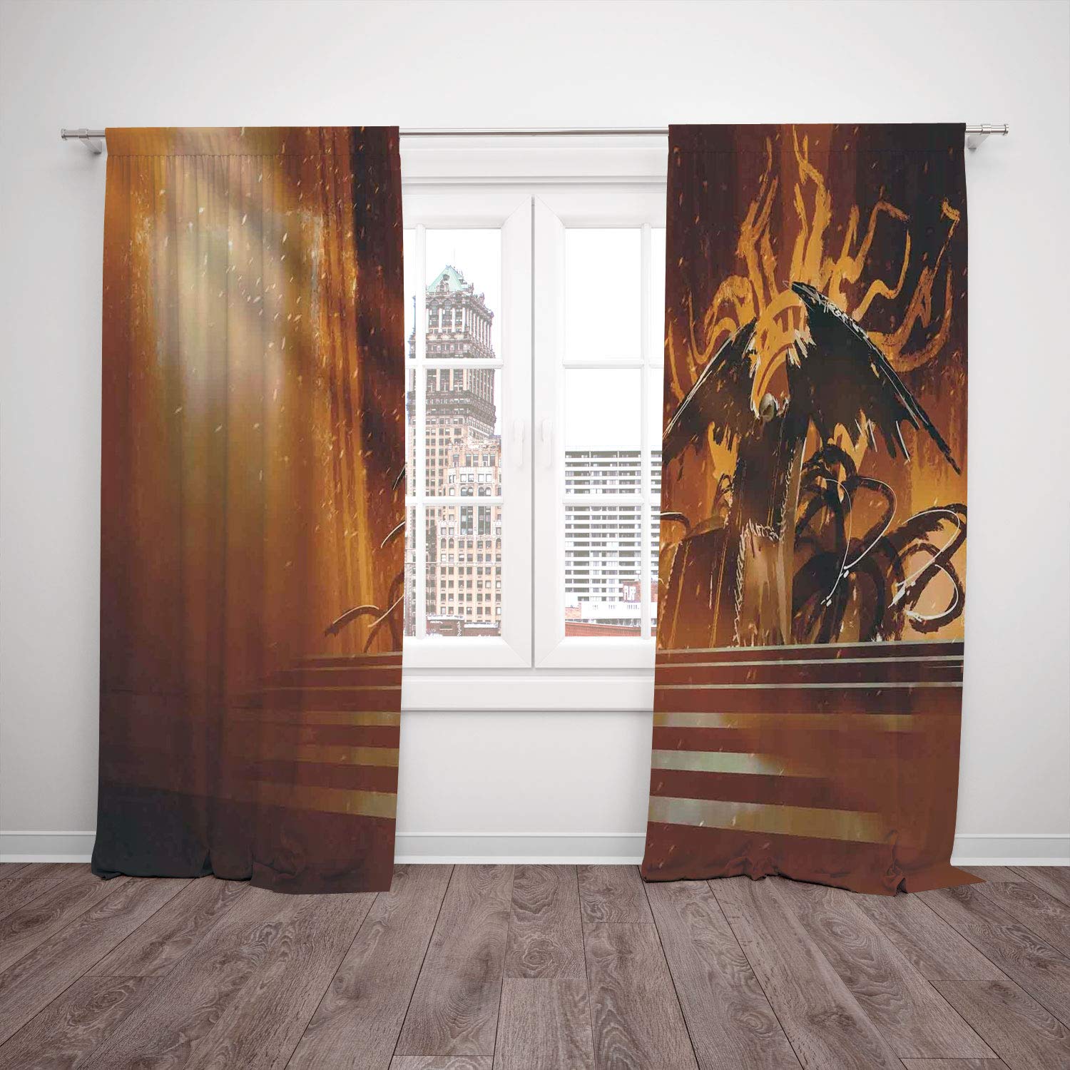 Thermal Insulated Blackout Window Curtain Fantasy Art House Decor Dark Fiction Throne With Heraldic Emblem On The Background Gothic Orange Black Living Room Bedroom Kitchen Cafe Window Drapes 2 Panel Amazon In Home Kitchen