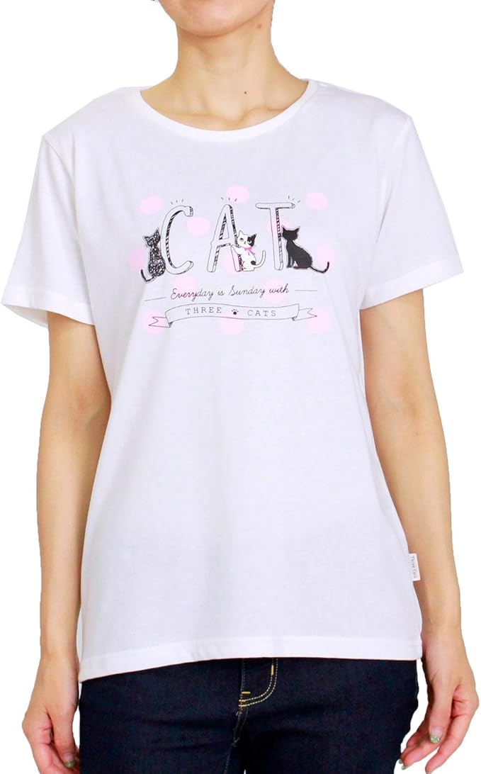 Amazon Tシャツ 半袖 Three Cats スリーキャット 水玉と猫のプリントtシャツ レディース キャラクタープリント M L Ll 3l オフ パープル ネイビー グレー 夏 Tシャツ カットソー 通販 Amazon Tシャツ 半袖 Three Cats スリーキャット 水玉と猫のプリントtシャツ レディース キャラクタープリント M L Ll 3l オフ パープル ネイビー グレー 夏 Tシャツ カットソー 通販