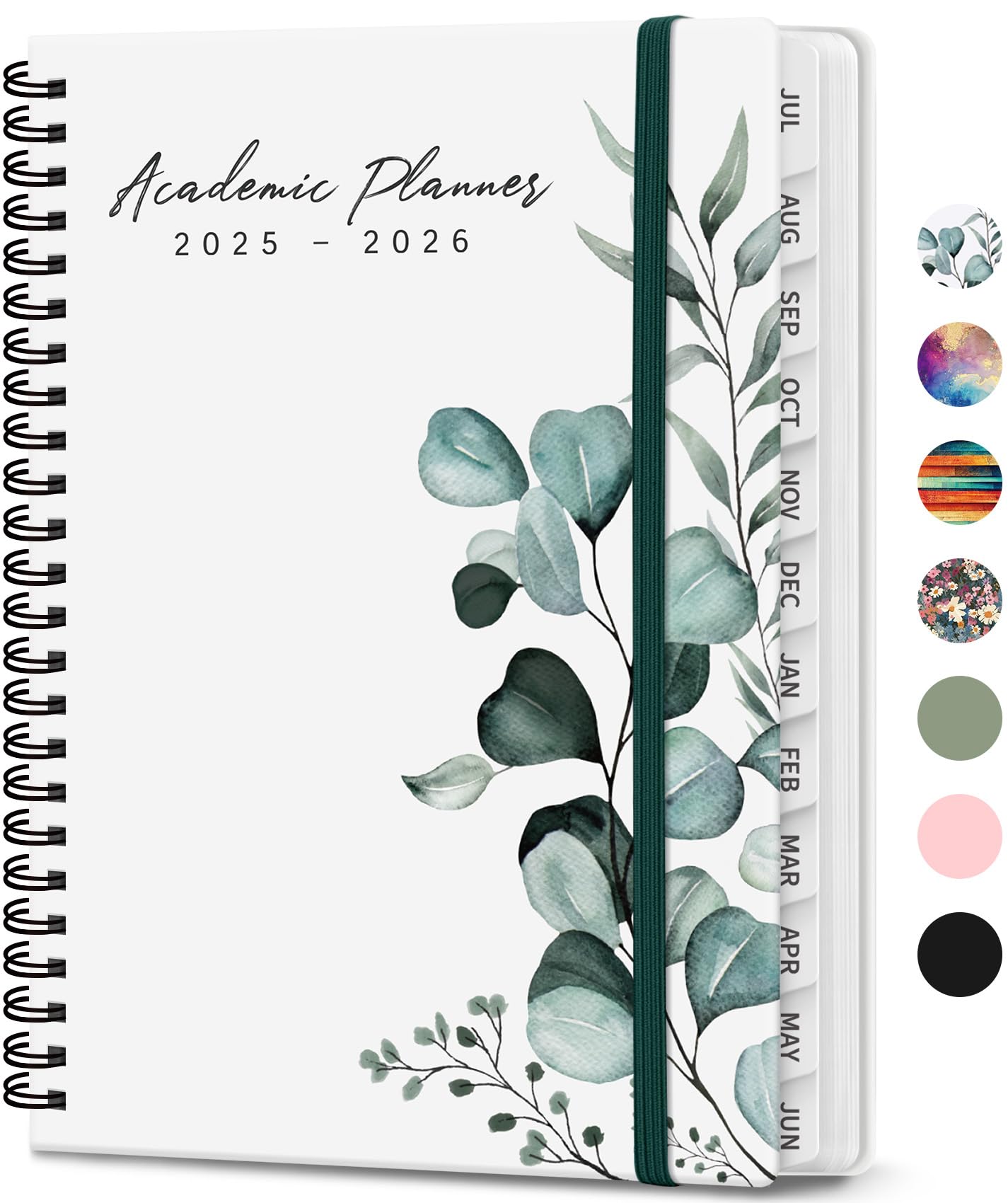 Photo 1 of Academic Planner 2025-2026, Weekly and Monthly Calendar Planner Book, July 2025 – June 2026, Hardcover Organizer with Tabs, Perfect for Teachers, Students, Women & Men, A5 (6.4" x 8.5") - Leaf