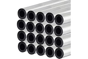 EaseThrift 1.5 " ID Pipe Insulation Foam Tube Self Adhesive 16 " L Peel and Stick Pipe Insulation Foam Wrap Aluminum Foil Pipe Covers for Spigot, Winter Outside Pipes, Sprinkler 20 PC