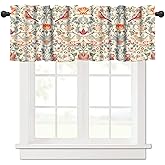 William Morris Kitchen Valance Curtain,Boho Retro Bird Elegant Animal Printed Small Window Treatments for Kitchen Living Room Bathroom Cafe Decor Rod Pocket Vintage Valances 54x18 Inch, 1 Panel
