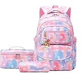 3Pcs Kids Backpack Set for Girls with Matching Lunch Bag, Girls School Bag Backpack for Kids