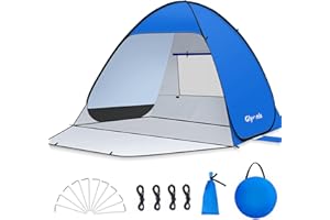 Glymnis Pop Up Beach Tent Beach Shade Tent for 1-4 Persons Sun Shelter UPF 50+ Enclose Zipper Door Portable Easy Up Beach Tent