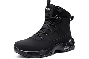 LARNMERN Steel Toe Boot Men Non Slip Work Shoe Rainproof Safety Toe Sneaker Side Zipper Industrail Boot High Top Tactical Shoe