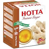 HOTTA Instant Ginger Drink, Strong Taste with Stevia, Bold &amp; Spicy, Caffeine-Free Herbal Tea, Easy Brewing, Enjoy Hot or Cold, Real Thai Ginger, 12 Sachets