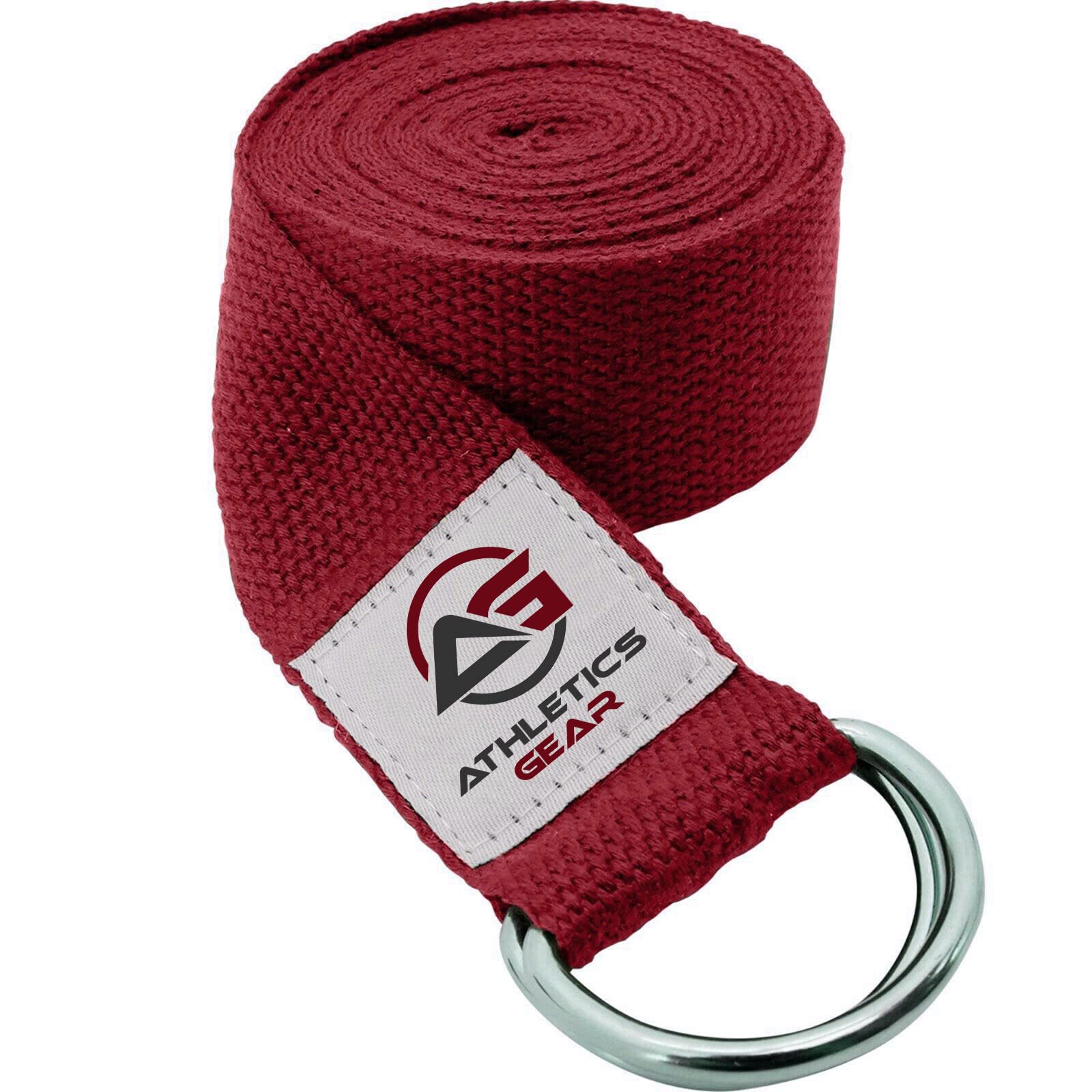 Yoga Strap Belt with Metal D-Ring Buckle, 6ft long & 1.5 inch wide, Made with Durable Cotton for Stretching and Flexibility (Red)