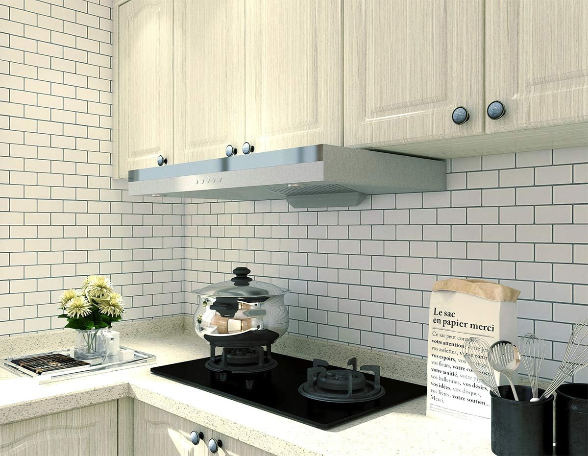 Art3d 10-Sheet Peel and Stick Backsplash Tiles, 12"x12" Subway 3D Wall Panels for Kitchen and Bathroom Mono White with Gray Grout - Image 3