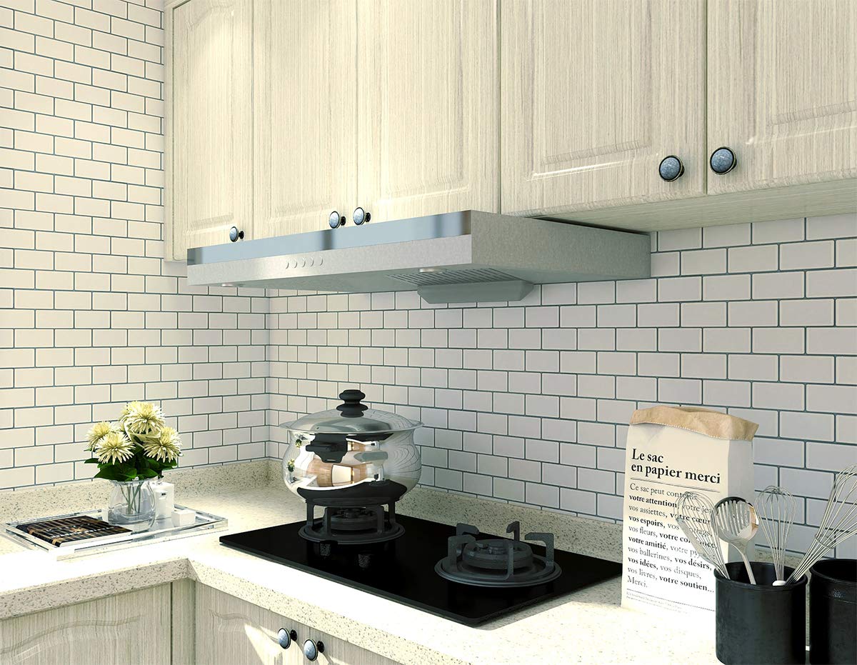 Shiny White With Gray Grout 12x12 Subway Tile Art3d 10 Sheet Peel And Stick Backsplash Decorative Accessories Home Urbytus Com