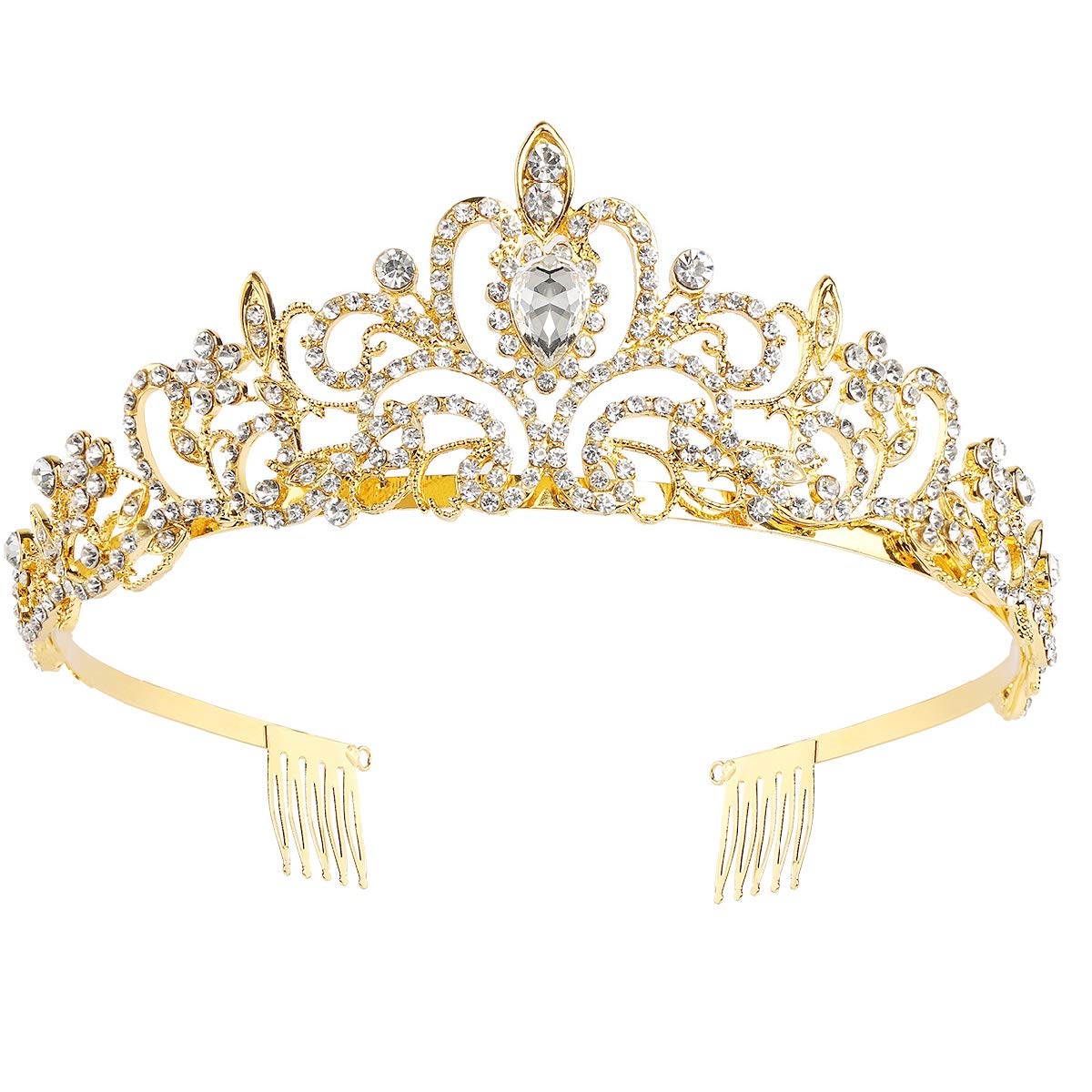 Makone Crystal Crowns for Women, Queen Princess Vintage Crown Tiaras, Girls Adult Bridal Hair Accessories Gifts for Birthday & Wedding Prom, Bridal Party, Pageant, Halloween Costume, Christmas - Gold : Beauty