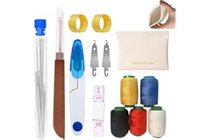 Vercleuim Steel Needles for Hand Sewing, with 25 Stainless Big Eye Steel Sewing Needles kit, 1 Seam Ripper for Sewing Thread, 2 Needle Threaders, 5 Threads, 2 Thimbles and DIY Crafting kit