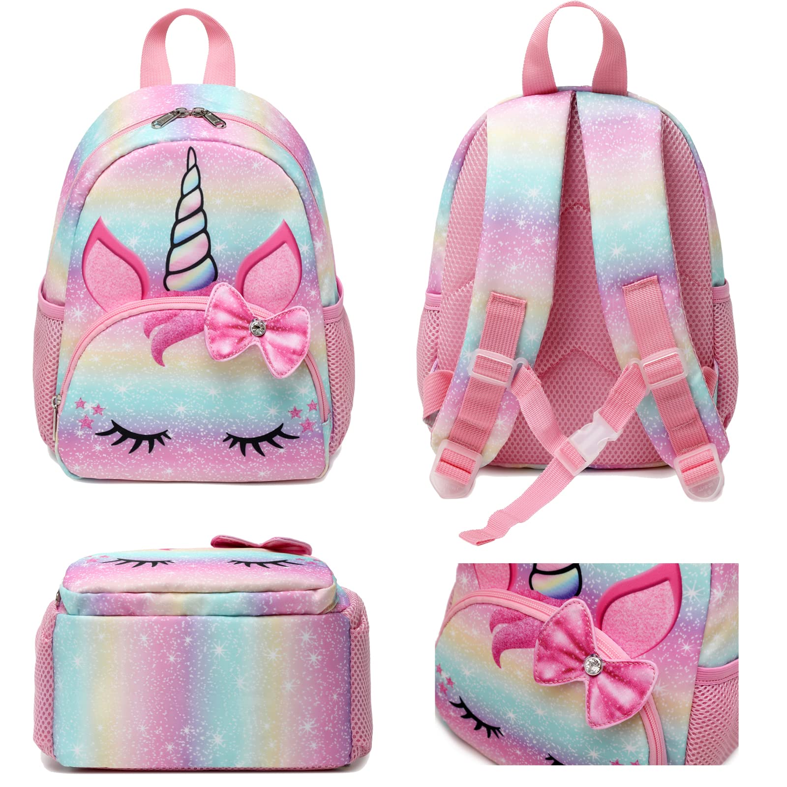 Octsky Unicorn Toddler Backpack Girls Mini Backpack for Kids, Lightweight Preschool Backpack for Kindergarten Little Girls Bookbag With Chest Strap