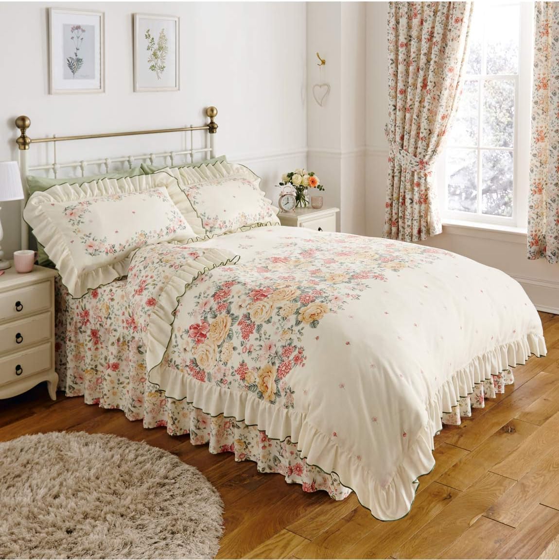 Summer Tide Floral Duvet Quilt Frilled Cover Set Multi Single Amazon