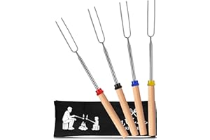 ZULAY KITCHEN Zulay Sturdy Marshmallow Sticks for Fire Pit Extra Long - Great Smores Sticks Smores Kit for Fire Pit - Marshmallow Roasting Skewers - Hot Dog Fork Bonfire Glamping Camping Accessory 32" Value 4 Pack