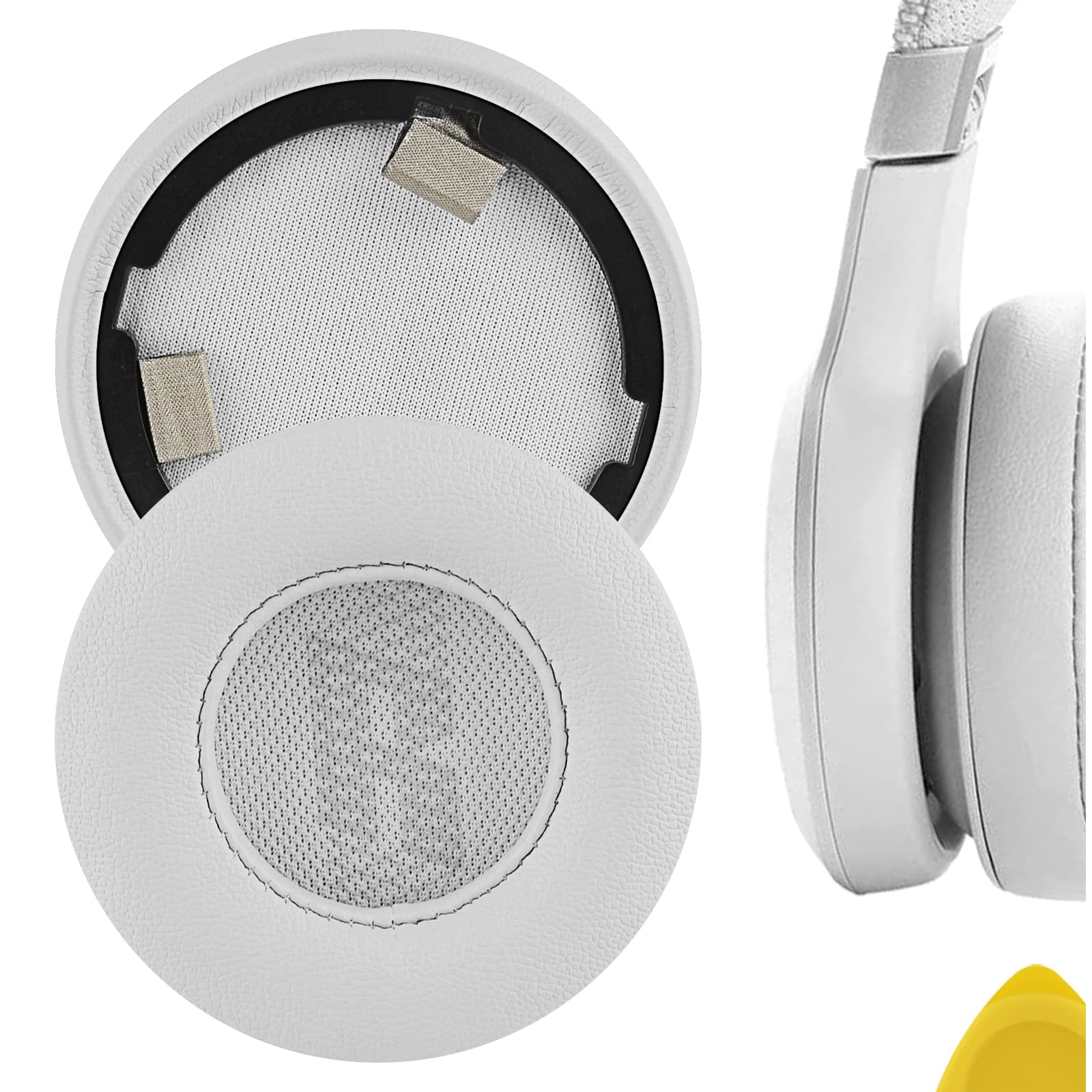 Geekria Replacement Ear Pads for JBL Live 460NC Wireless On-Ear Noise Cancelling Headphones Ear Cushions, Repair Parts (White)