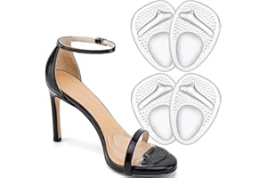 Comfowner Ball of Foot Cushions, Metatarsal Pads Women, High Heels Non-Slip Comfort Pads, Shoe Support for Metatarsalgia Mortons Neuroma Pain Relief (2 Pairs, Crystal)