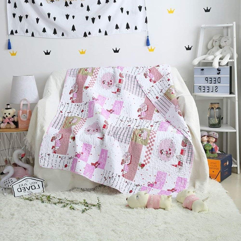 ABREEZE Coverlet Quilt Bedspread Throw Blanket for Kid's Girl & Boys Bed Gift 100% Natural Cotton 43" X 51", Little Girl