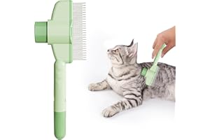 Aerbee Cat Brush with Release Button, Flea Comb for Indoor Cats Shedding, Cat Brush for Long or Short Haired Cats, Cat Groomi