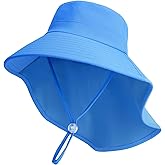 ZOORON Outdoor Kids Sun Hat with Neck Flap UPF 50+ Sun Protection Fishing Hat Wide Brim Summer Kids Beach Hats for Girls Boys