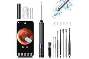 SOULLIFE Ear Wax Removal,Ear Cleaner with Camera,Ear Wax Removal Tool with 1296P HD Camera and 6 LED Lights,Earwax Removal kit with 8 Ear Pick,Ear Otoscope for iPhone,iPad,Android Device